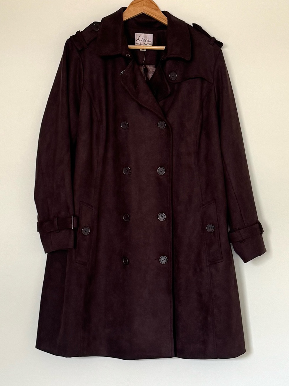 Linea by Louis Dell'Olio Dark Brown Double-Breasted Trench Coat